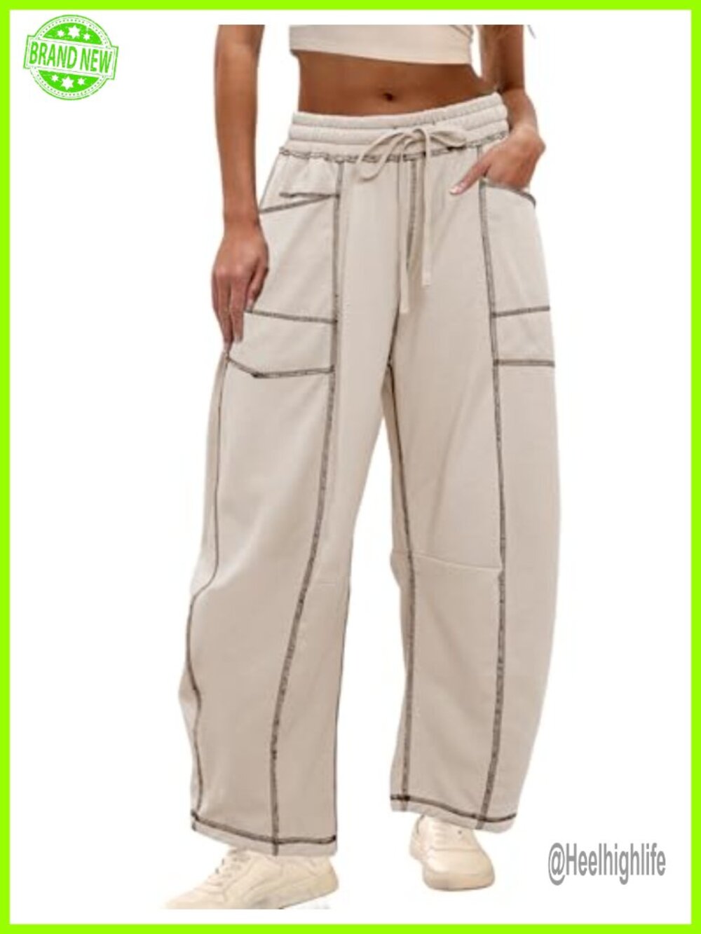 Wide Leg Baggy Barrel Sweatpants Drawstring Lounge Pants Pockets